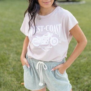 SALE ✨Le Lis Pink Ruched Side Motorcycle Muscle Crop Top Tee NEW